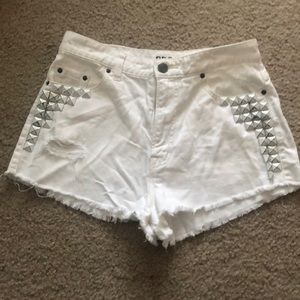 White Moto High Rise Drew Cheeky shorts